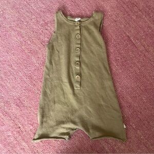 Nui Organics (flawed) Olive Green Sleeveless Button-Up Romper organic cotton